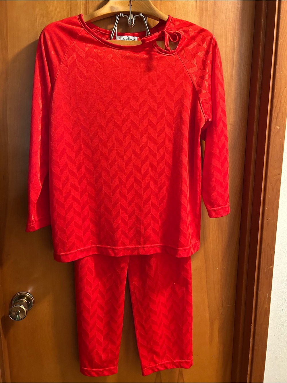 Vintage Lady Ronte Red Pajama Set - Long Sleeve Top & Pants
